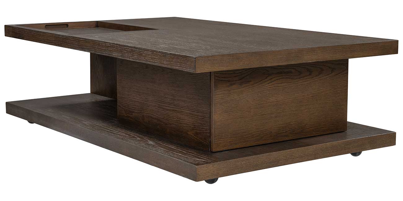 Flexsteel Athens Coffee Table, Rectangular with Casters in Brownstone