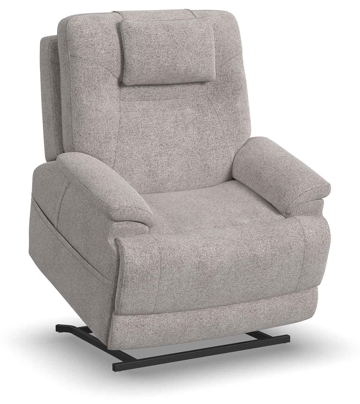 Flexsteel Power Lift Recliner Zecliner Model 2 with Power Headrest and Lumbar in Dove Fabric Finish