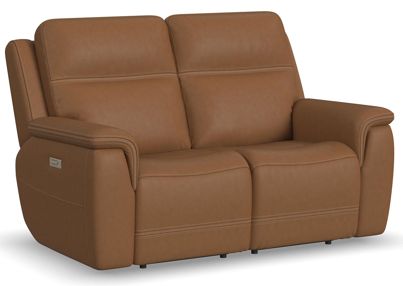 S.E.S./エス・イー・エス 3 ラブ Flexsteel Sawyer Brown Leather Power Reclining Loveseat