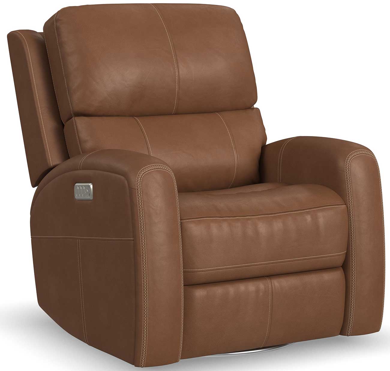 Flexsteel Linden Caramel Leather Power Swivel Recliner