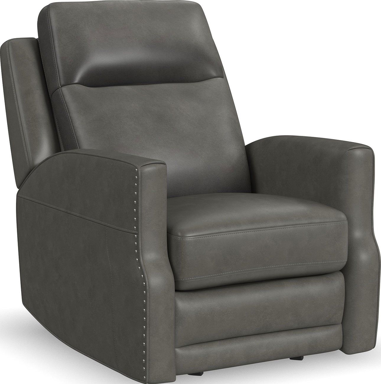 Flexsteel Maxwell Power Gliding Recliner with Power Headrest and Lumbar in Cinder Leather