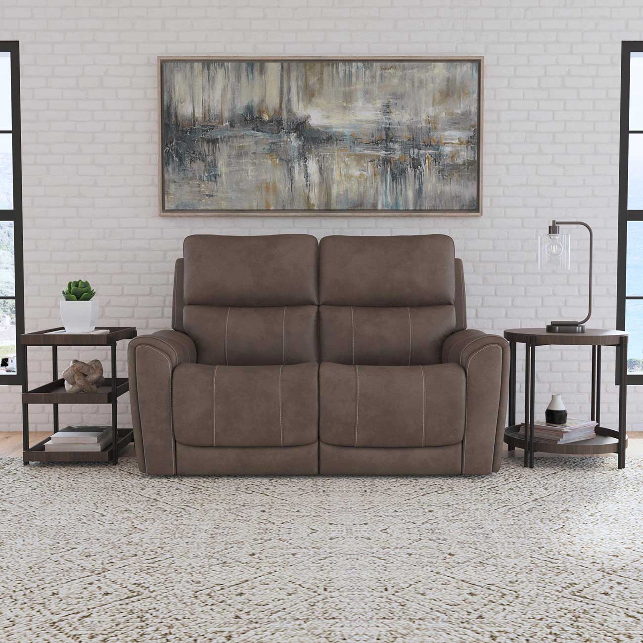 Flexsteel Power Reclining Loveseat in Cappuccino Fabric - 1587