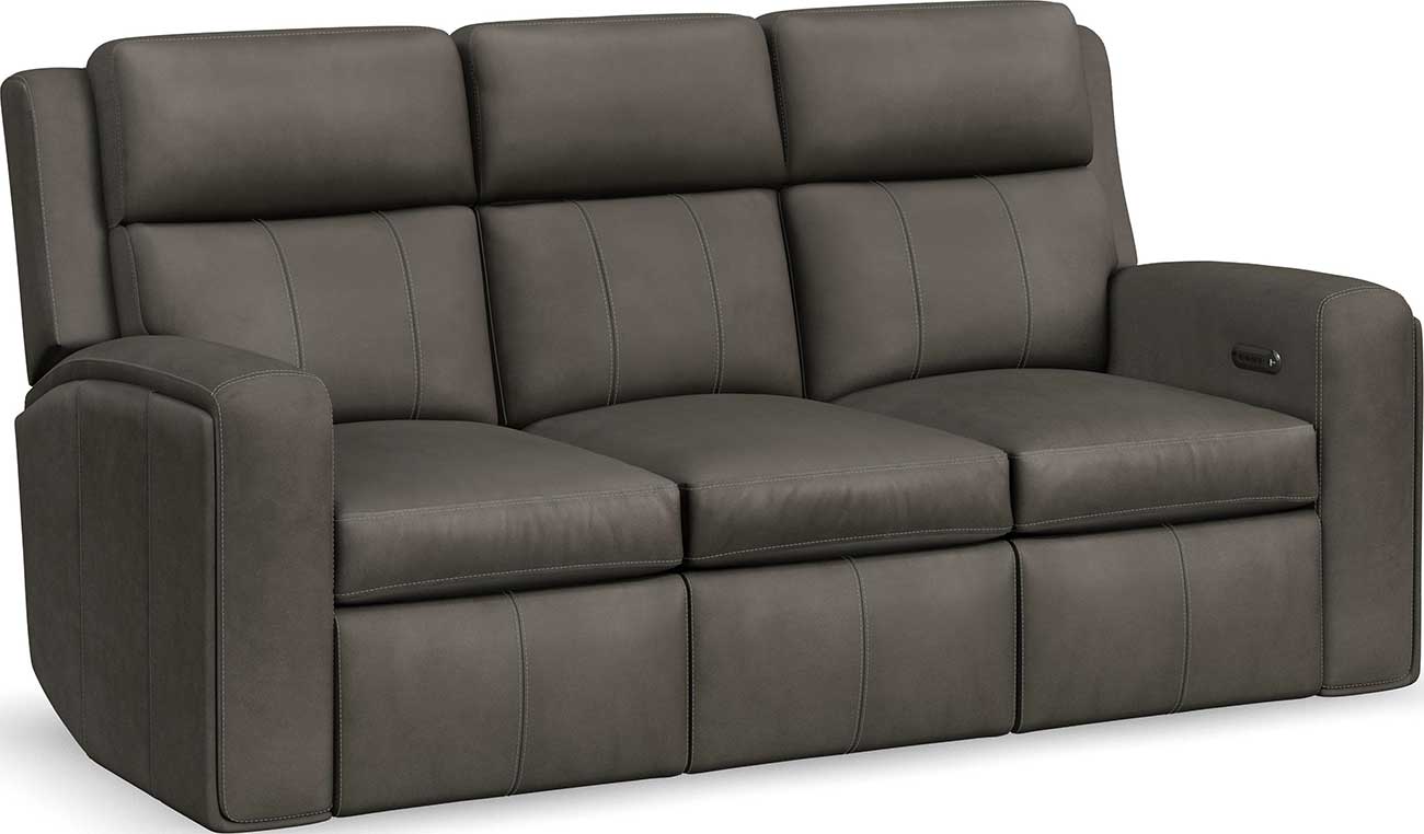 Wyatt Gunmetal Gray Leather 85" Zero Gravity Power Reclining Sofa with Power Lumbar and USB Charging