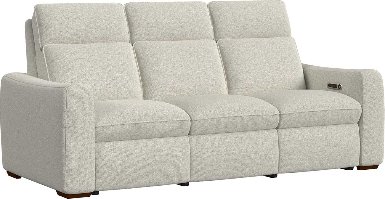 Flexsteel Ava Power Reclining Sofa with Power Headrest and And Lumbar in Silver Sand Fabric