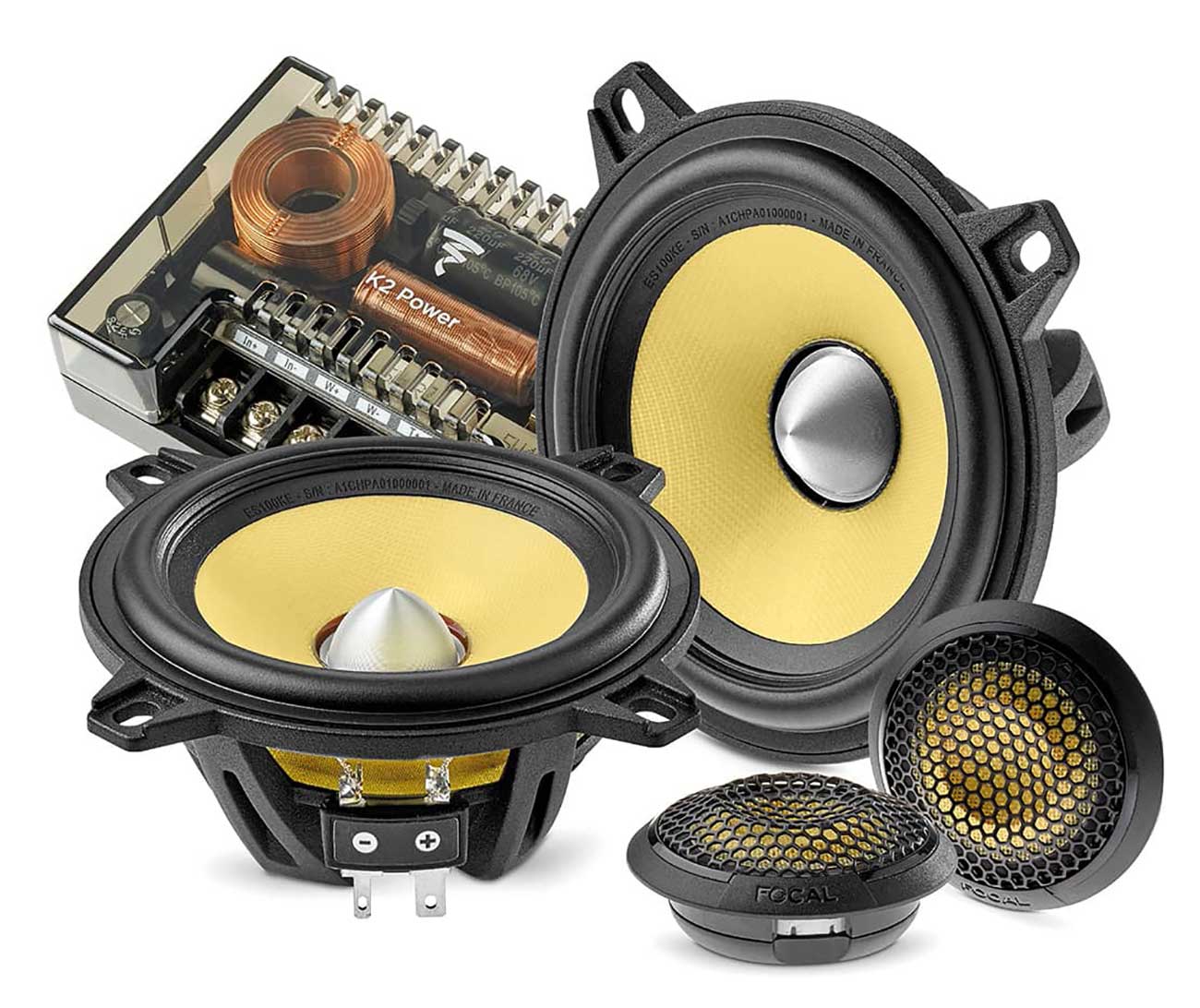 Focal ES100K 4-Inch 2-Way Component Speakers - Kevlar Cone Car Audio System