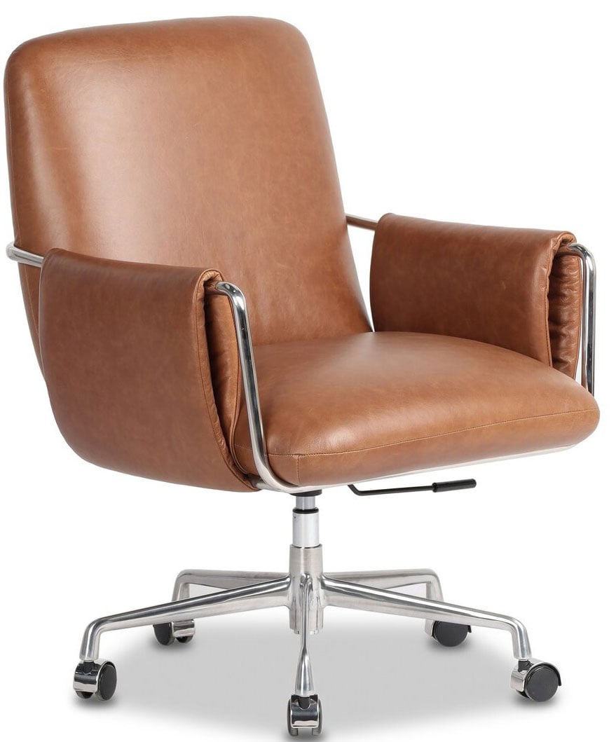Da-　ヘザーブラウン　杉スクエアＳМ Four Hands Sherman Sonoma Chestnut Leather Desk Chair