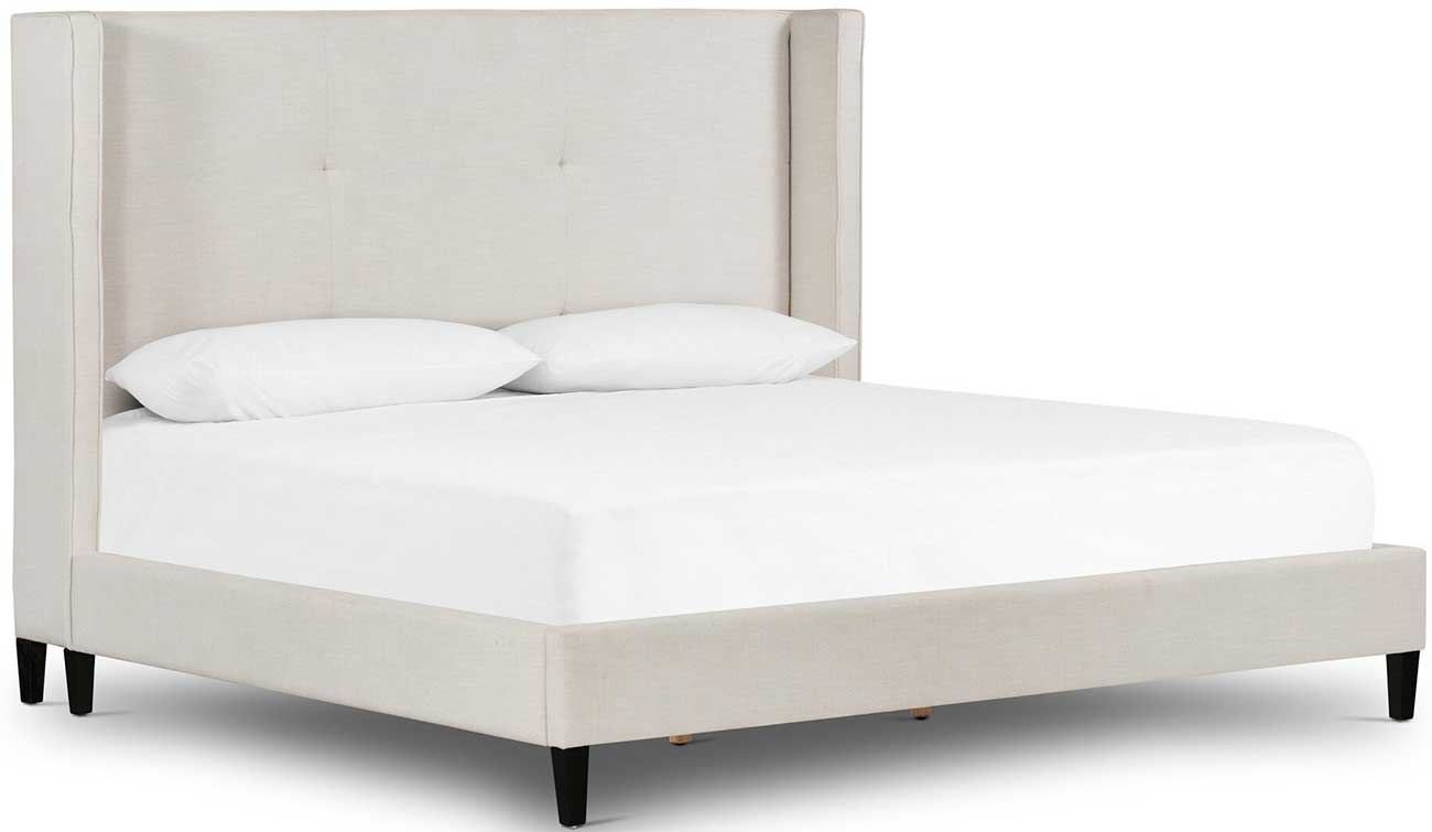 Meryll Modern Classic Beige Performance Brown Solid Wood Frame Bed - King