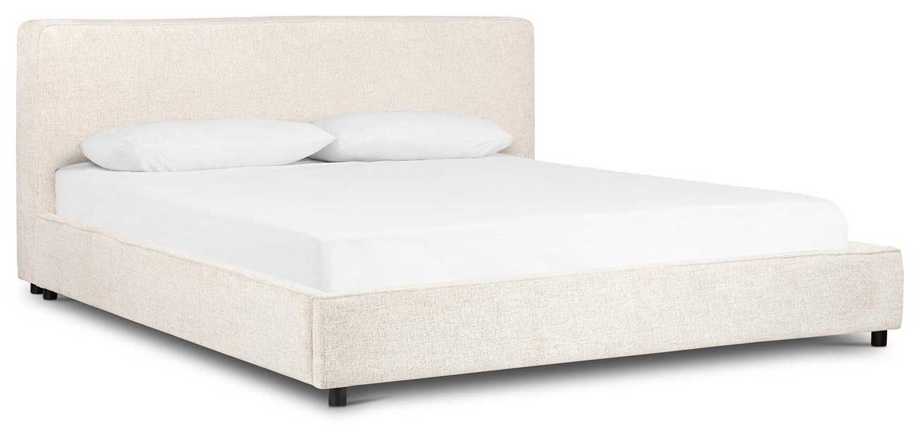 Linus French Country Light Grey Upholstered Wood Frame Bed - Queen