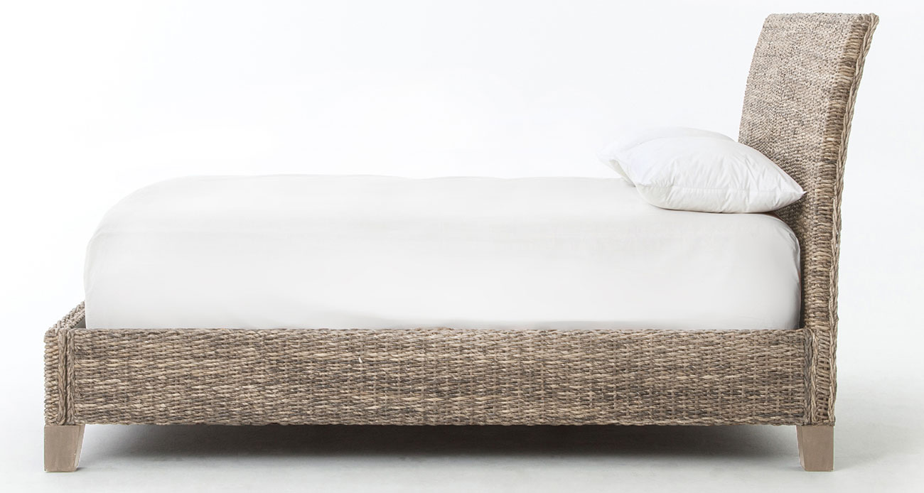 Four Hands Grey Wash Lanai Banana Leaf Bed - JLAN-50K-GRY
