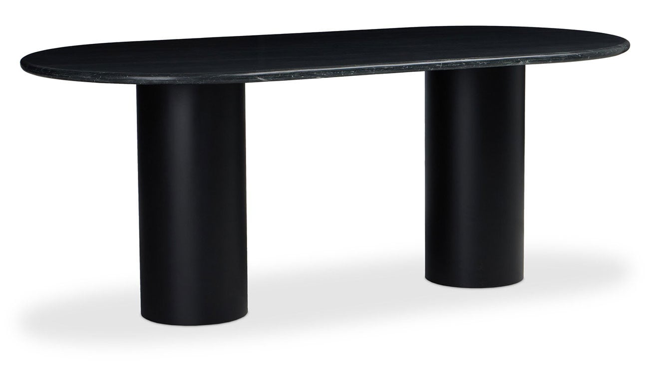 Gary Modern Classic Black Marble Oval Dining Table - 78''