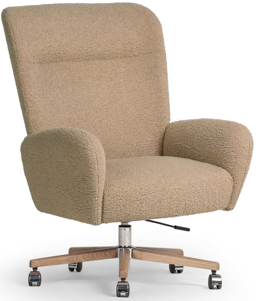 Four Hands Cade Desk Chair in Sheepskin Camel Fabric