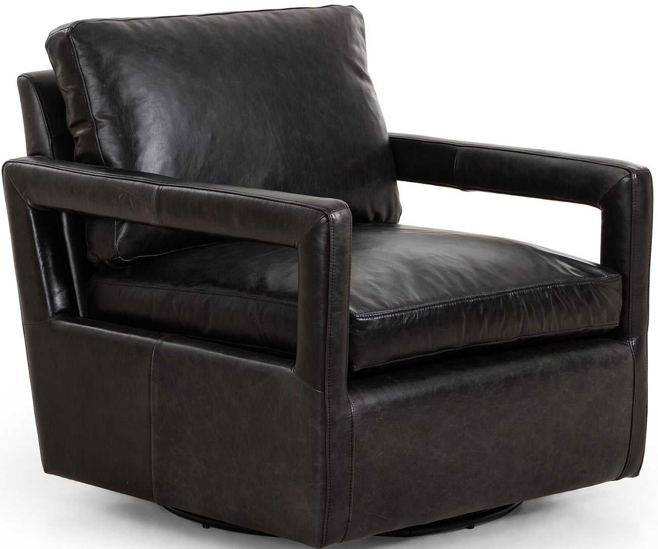 Four Hands Olson Swivel Chair in Sonoma Black Leather | Abt