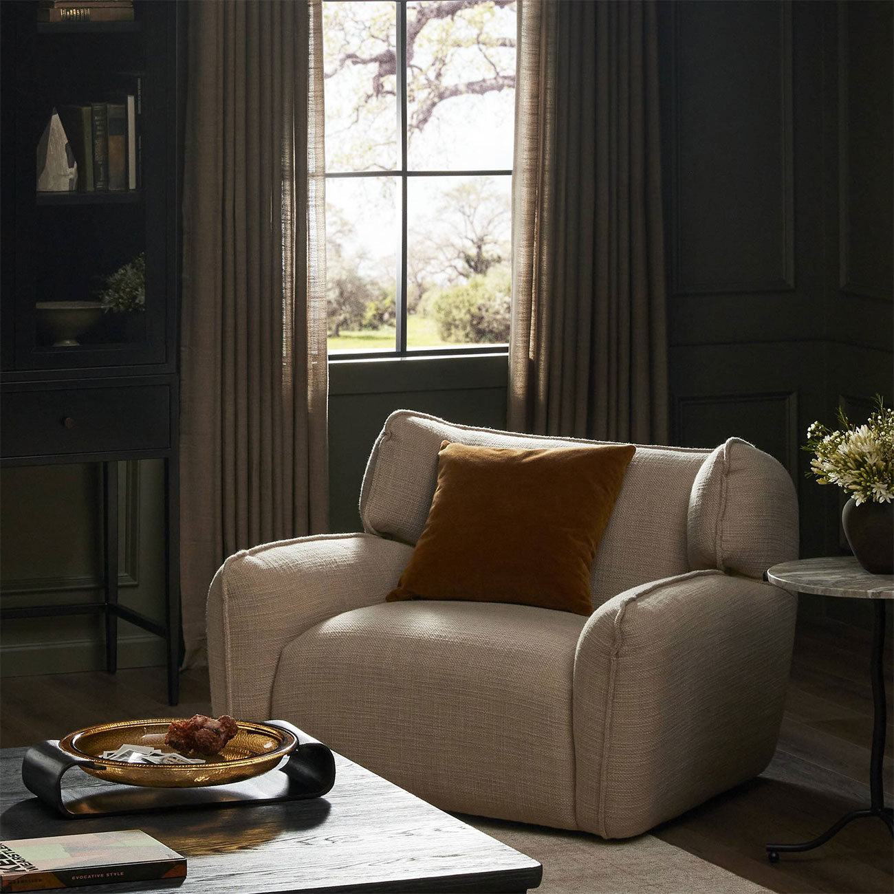 Four Hands Garland Swivel Chair Saxon Sand Fabric 245880001