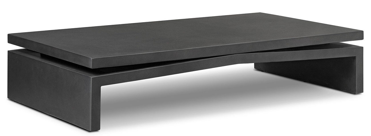 Rayan Modern Classic Black Concrete Rectangular Outdoor Coffee Table