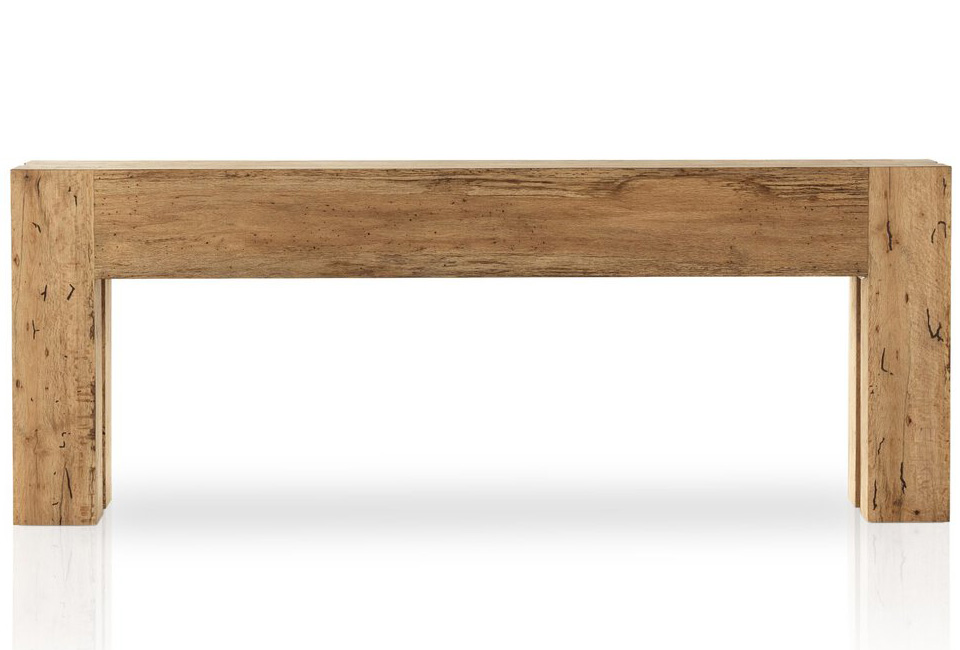 Four Hands Abaso Console Table in Rustic Wormwood Oak - 229656-002