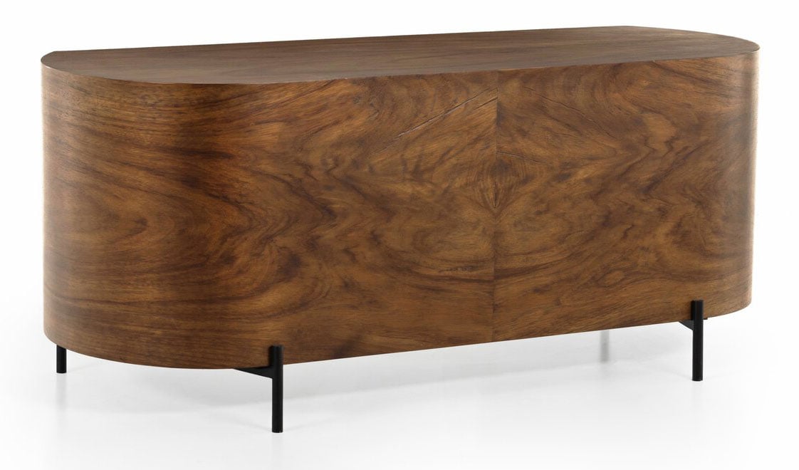 Khalil Rustic Lodge Brown Wood Black Iron Demilune Executive Desk