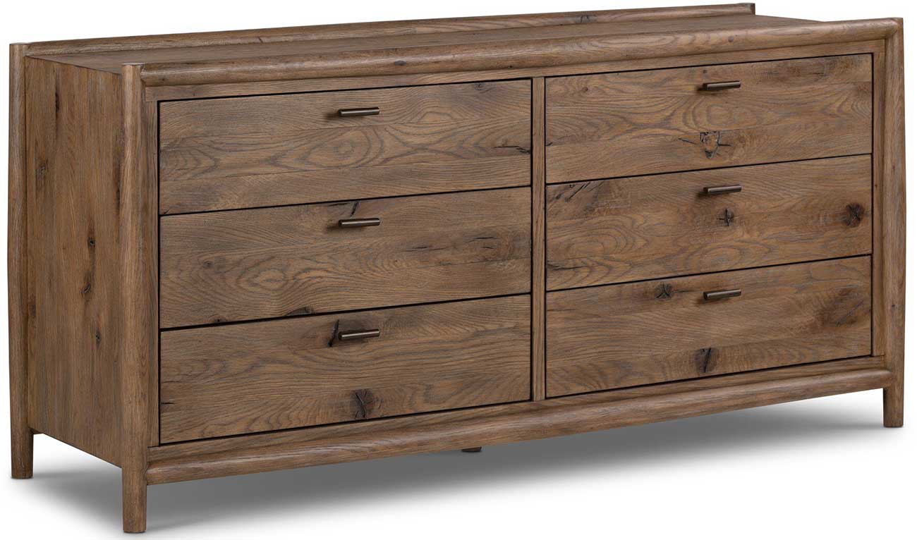 Four Hands Glenview 6 Drawer Dresser in Weathered Oak Veneer
