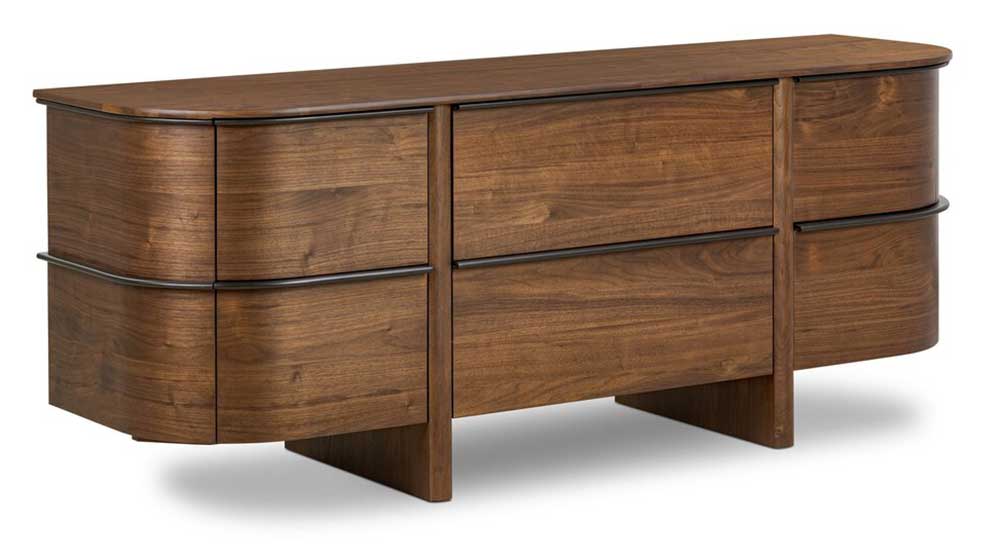 Four Hands Theo Dresser with 6 Drawers in Dark Brown Walnut