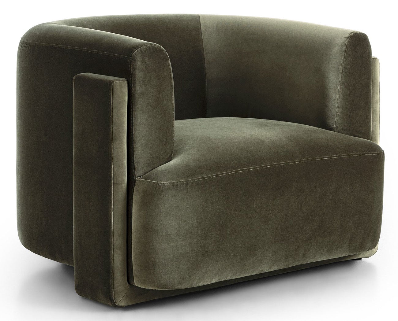 Oswald Modern Classic Surrey Olive Velvet Barrel Chair