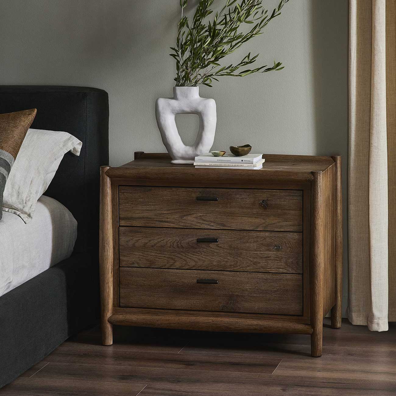 Four Hands Glenview Nightstand in Weathered Oak Veneer