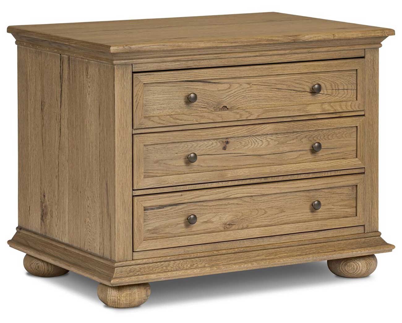 Four Hands Geoffrey Nightstand with 3 Drawers in Worn Oak Veneer