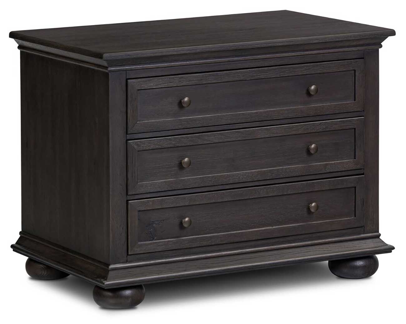 Four Hands Geoffrey Nightstand with 3 Drawers in Smoked Black Veneer