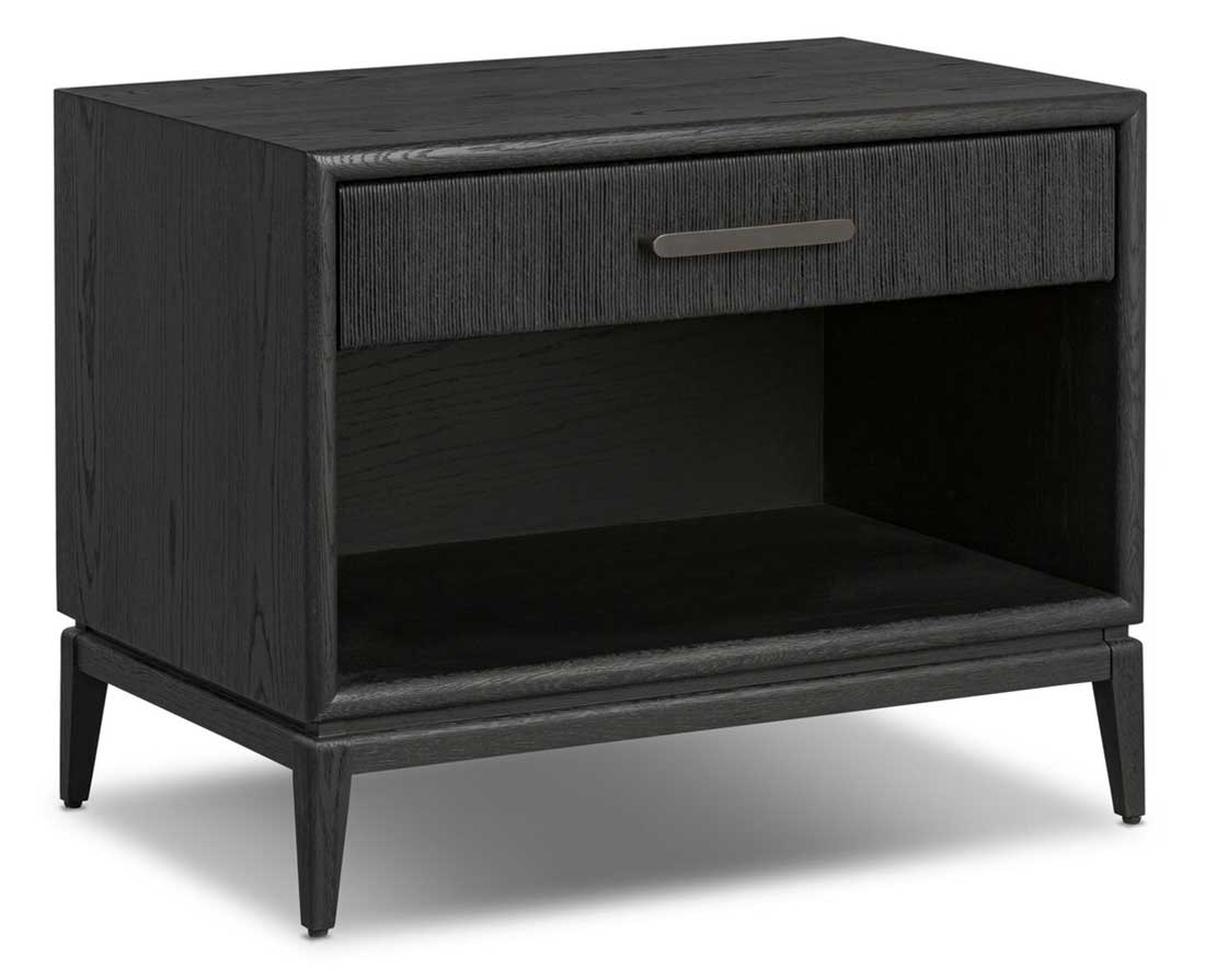 Four Hands Rosenell Open Nightstand with 1 Drawer in Black Oak Veneer