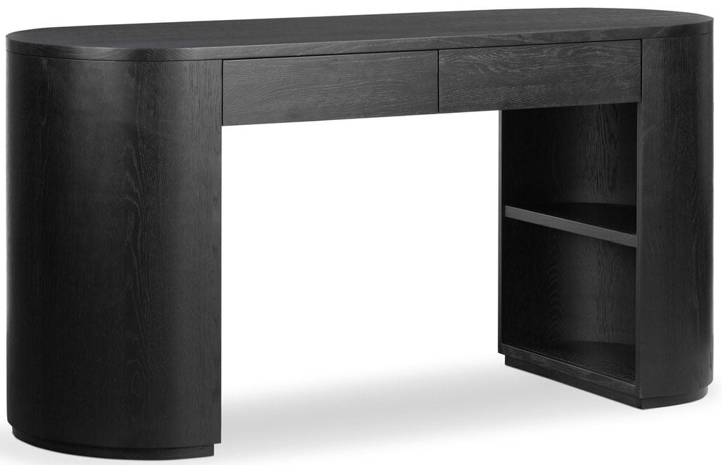 Filmore Pilar Brushed Ebony Oak Veneer Black Wood Computer Desk