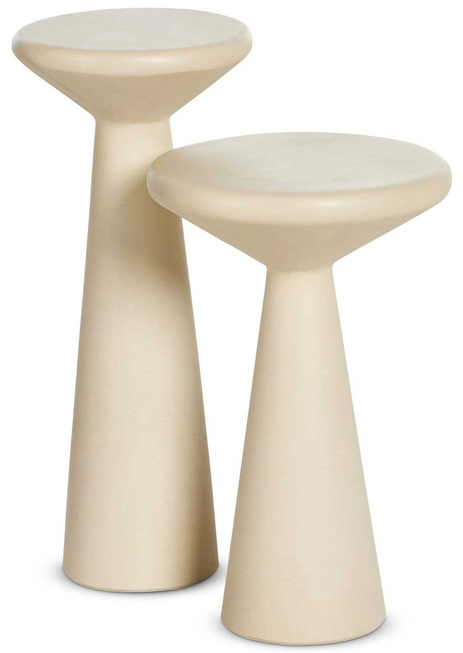 Four Hands Ravine Concrete Accent Tables - Set of 2 - in Parchment White