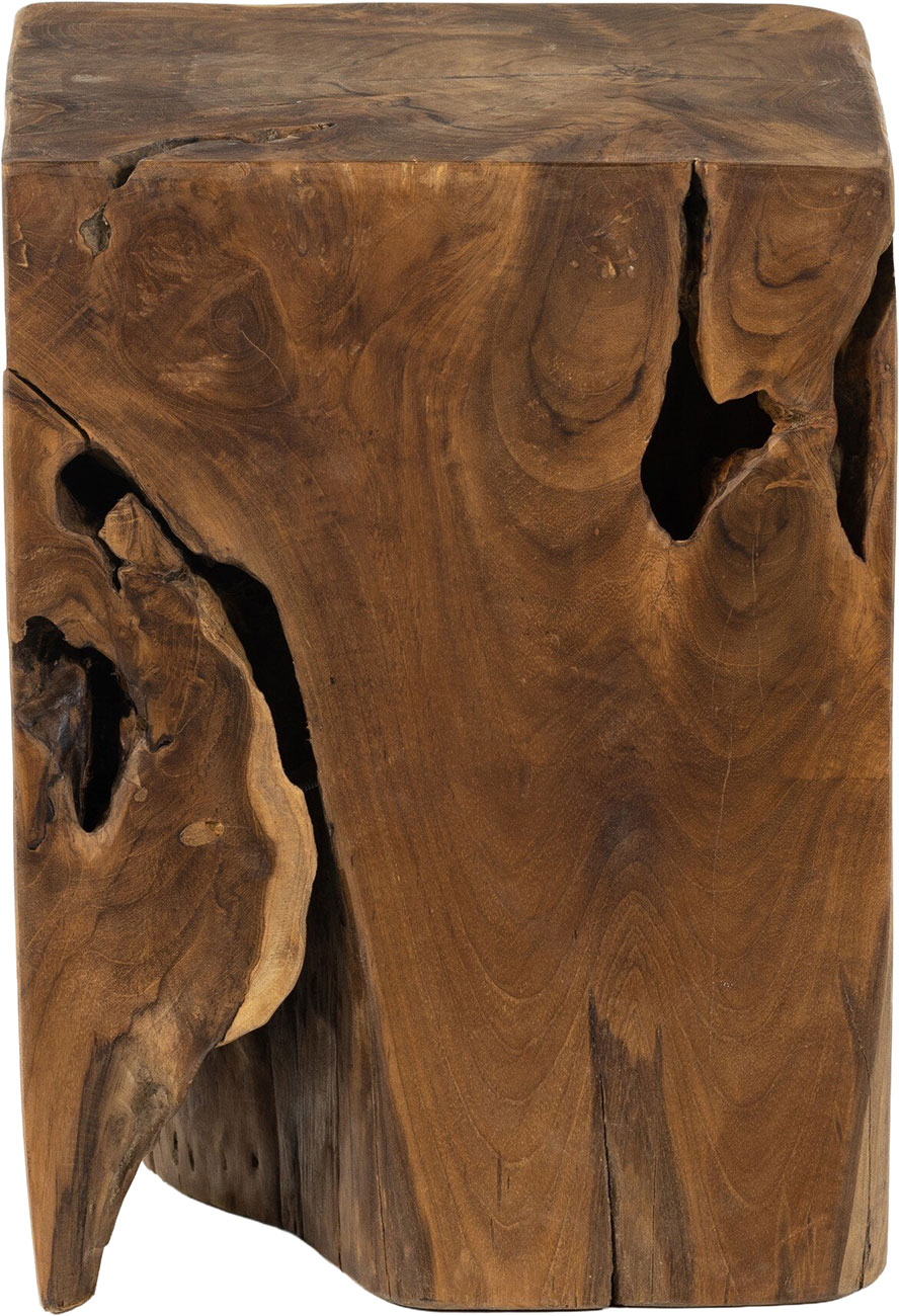 Four Hands Teak Square Stool in Aged Natural Teak - 227026-003