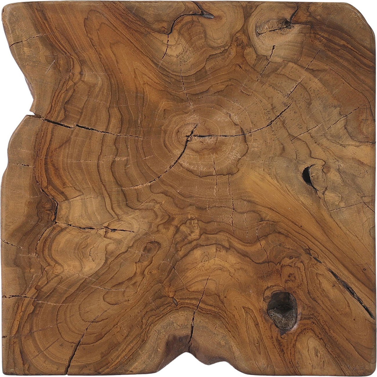 Four Hands Teak Square Stool in Aged Natural Teak - 227026-003