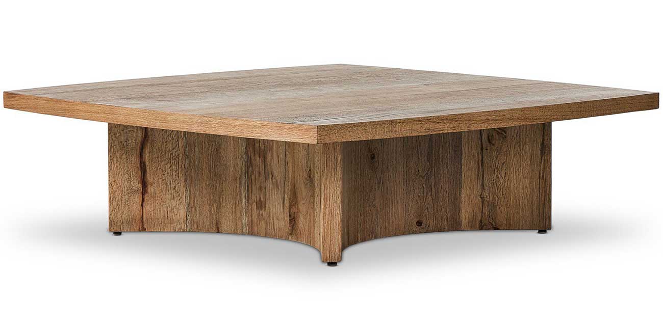 Four Hands Brinton Coffee Table Square Shape in Rustic Oak Veneer