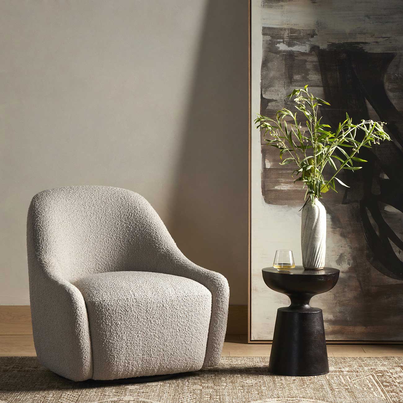 Four Hands Levi Swivel Chair in Knoll Sand - 231505-002
