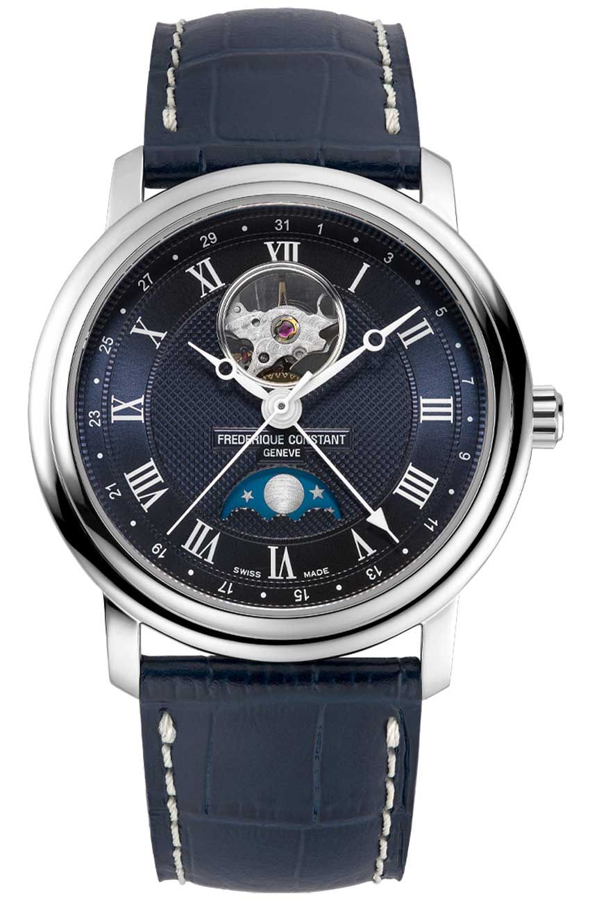 Frederique Constant Men's Swiss Automatic Classics Navy Leather Strap Watch 40mm - Navy
