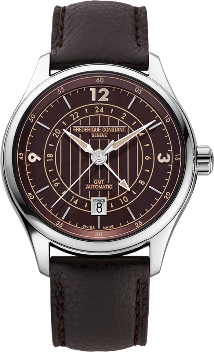 Frederique Constant Classics Runabout Automatic GMT Watch 42mm with Brown Dial