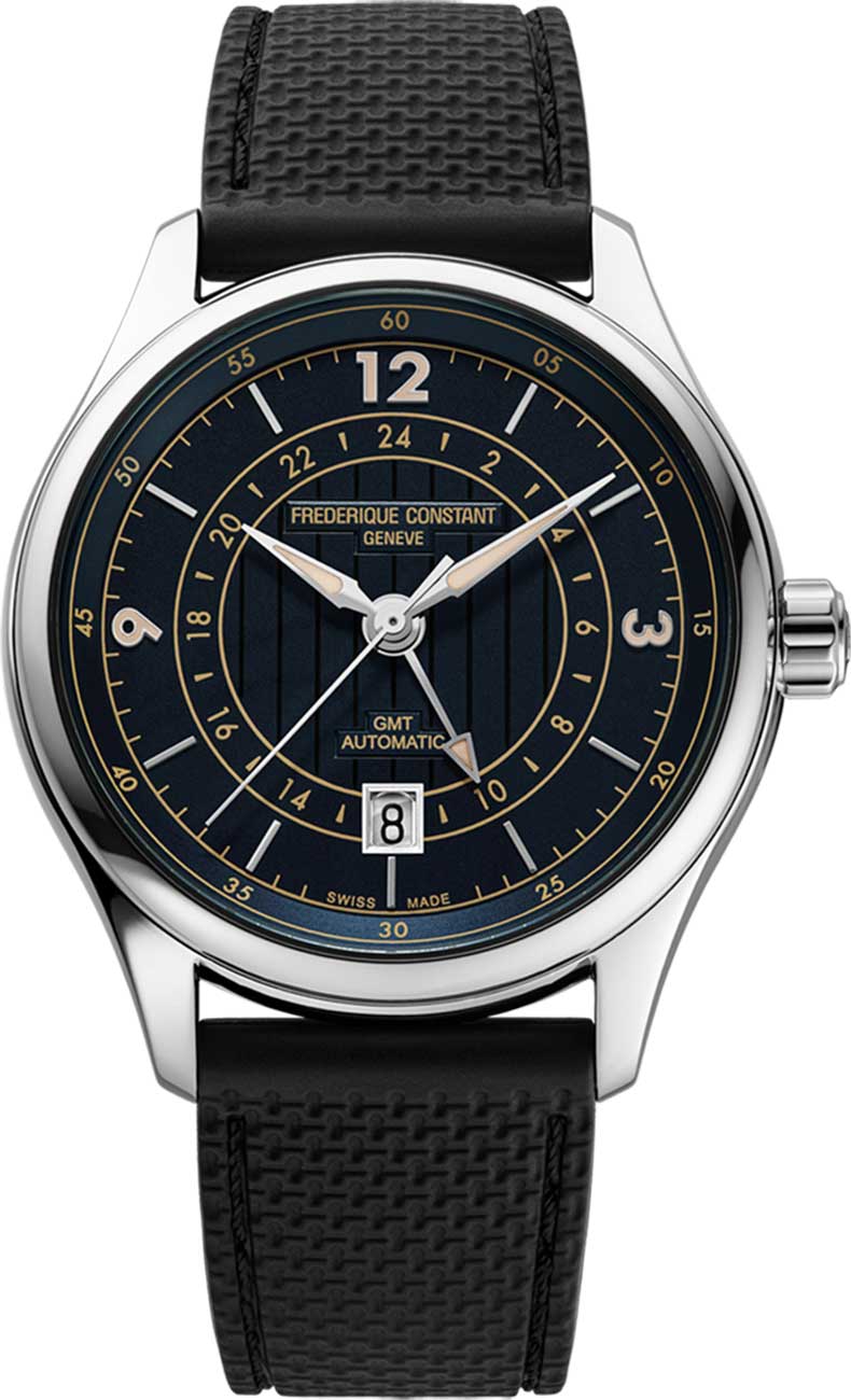 Frederique Constant Men's Swiss Automatic Runabout Black Rubber Strap Watch 42mm - Black