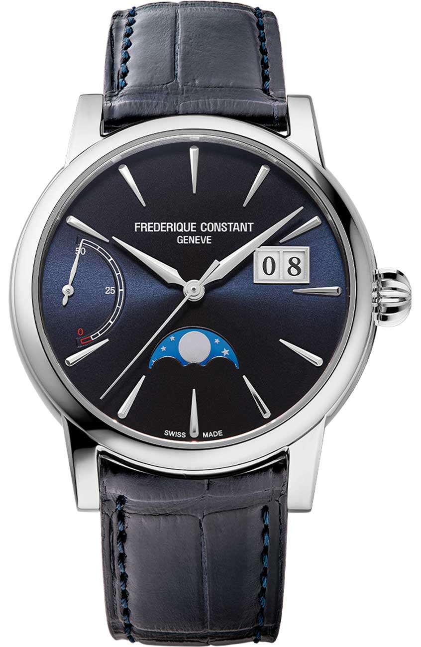 Frederique Constant Manufacture Classic Power Reserve Watch Big Date 40mm with Blue Dial