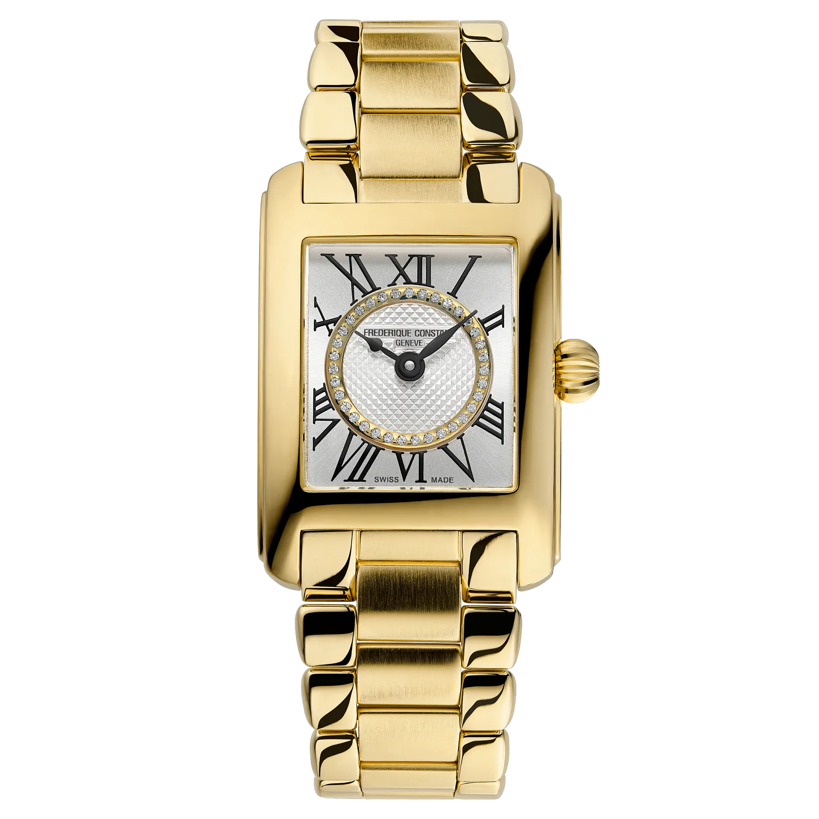Frederique Constant Women's Swiss Carree Diamond (1/20 ct. t.w.) Gold-Tone Stainless Steel Bracelet Watch 23mm - Gold-tone