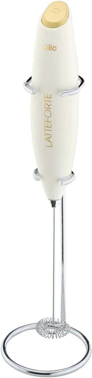 Cilio - Latteforte Battery Powered Milk Frother with Stainless Steel Stand - White