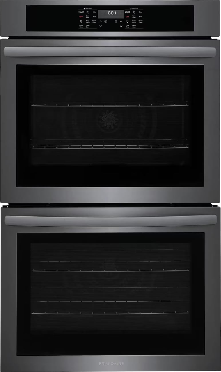Frigidaire FCWD3030AD 30 inch Double Wall Oven with 10.6 cu. ft. Capacity, Air Fry, 30-Minute Steam Clean, and Convection Bake (Black Stainless Steel)