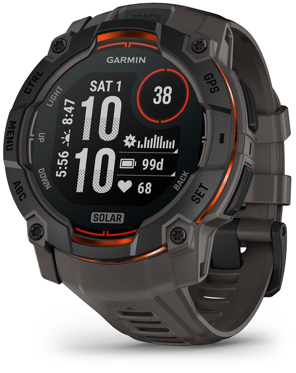 Garmin Instinct 3 Solar Smartwatch 50mm Black Case with Charcoal Band