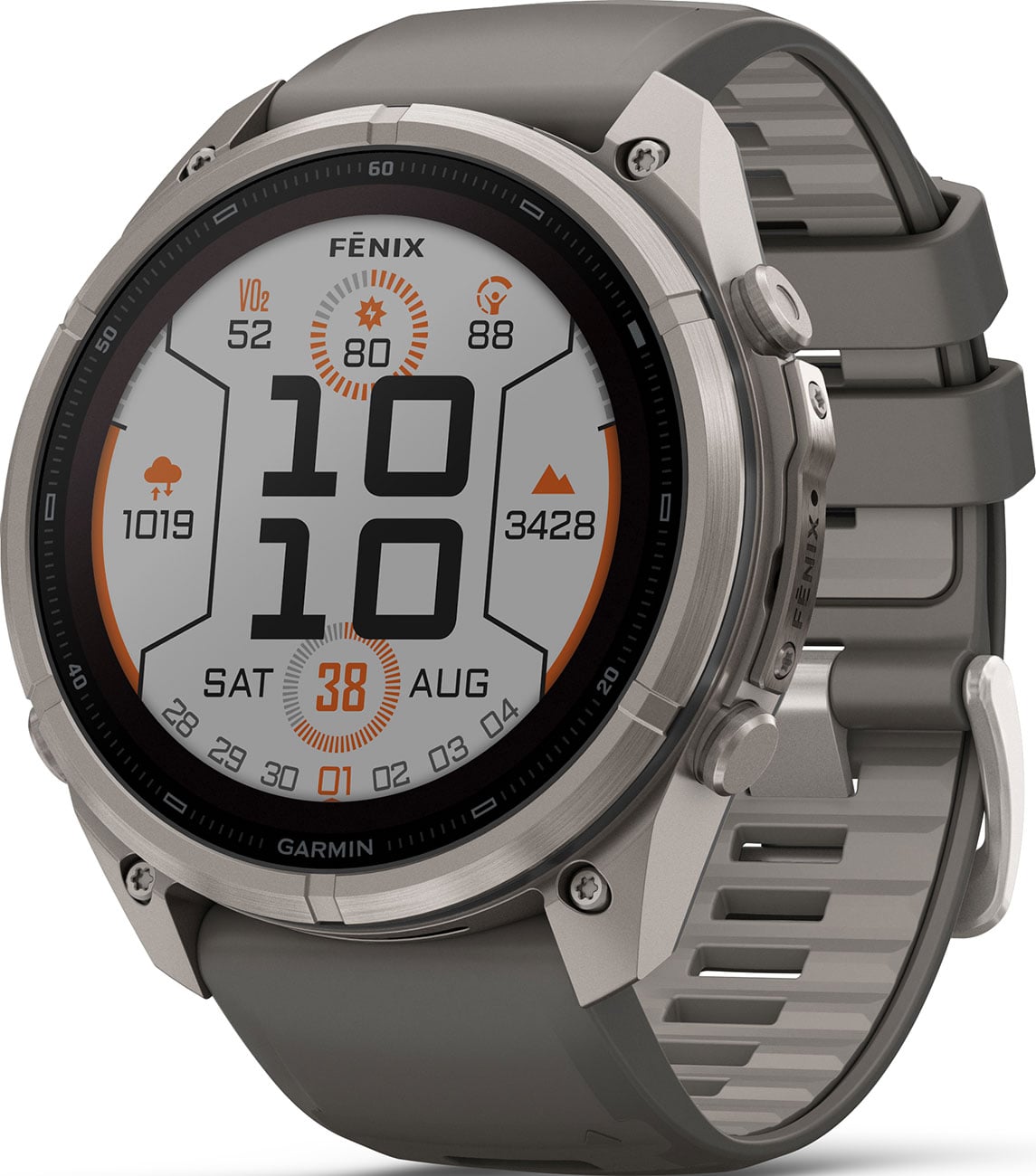 Garmin fenix 9 Pro Solar Smartwatch 51mm in Titanium with Pebble Gray/Silver Gray Silicone Band