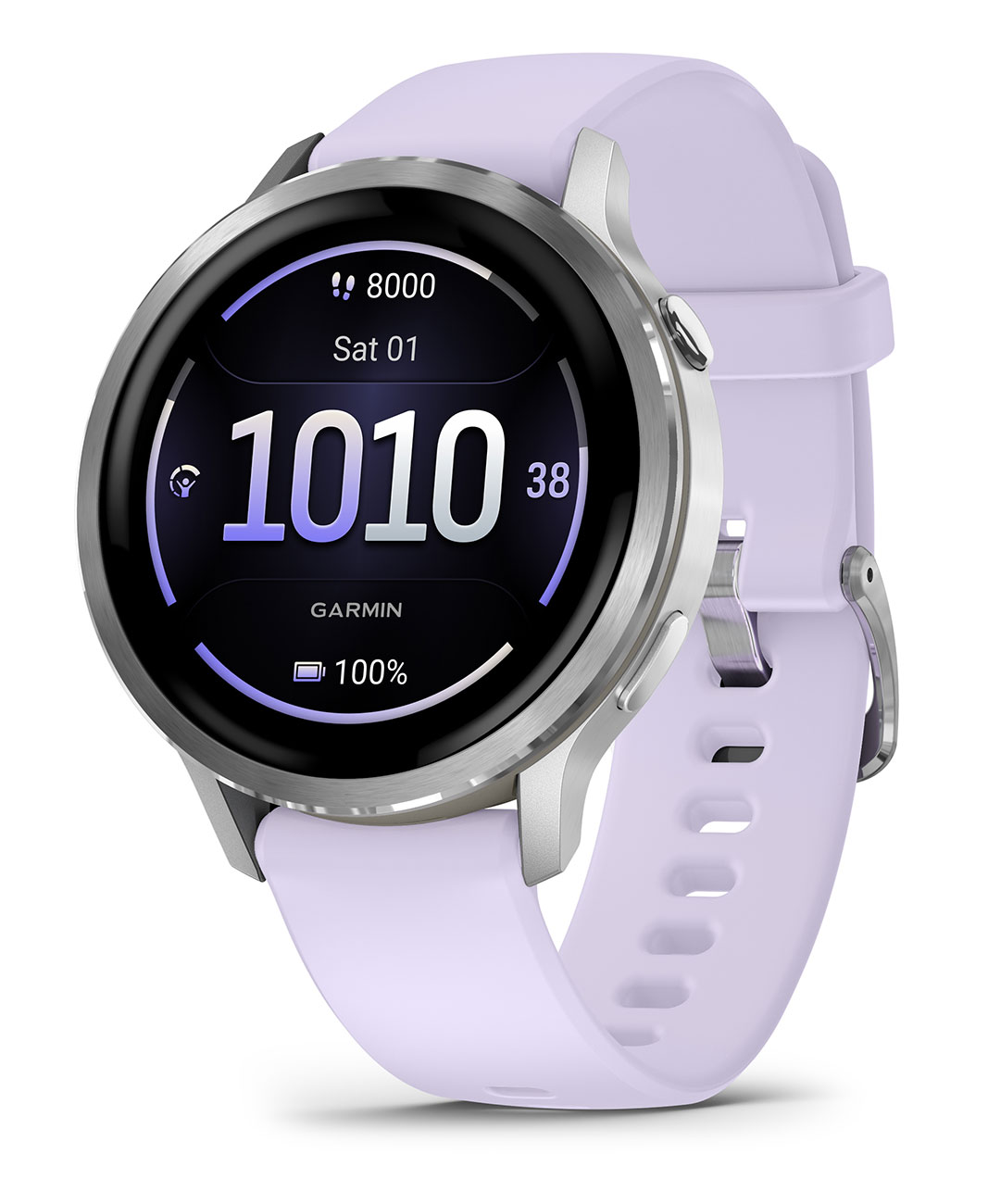 Garmin Venu 4 41mm Watch, Silver Bezel Periwinkle Band - 010