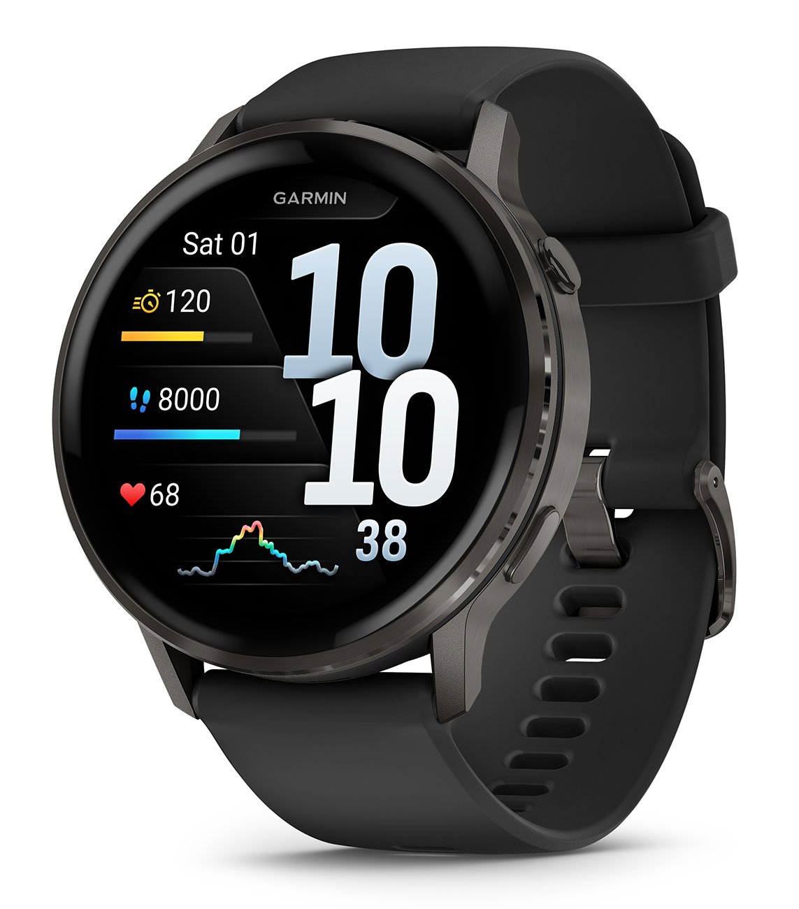 Garmin Venu 4 45mm Watch, Slate Bezel With Black Band - 010