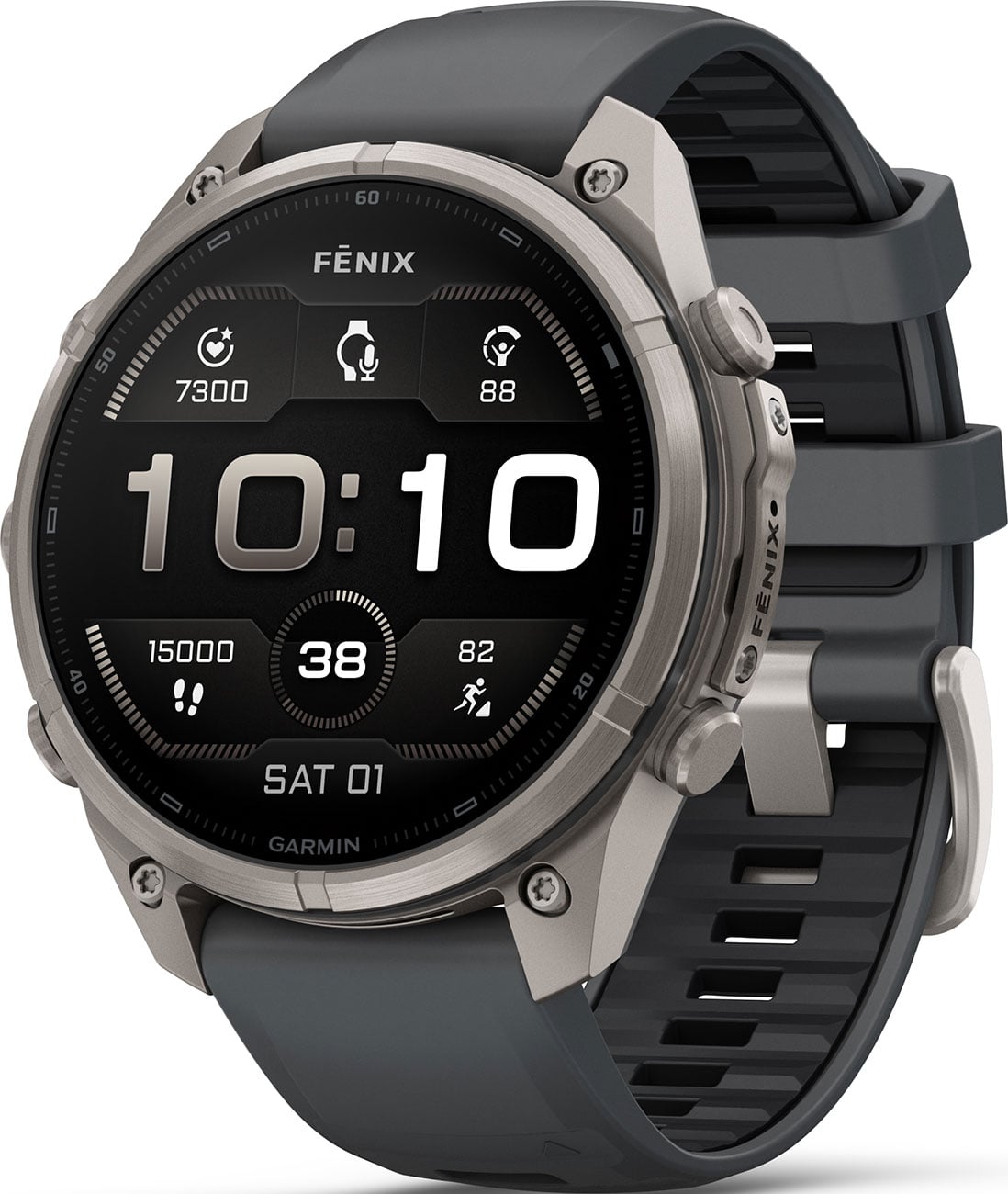 Garmin Fenix 9 Pro 47mm Titanium Smartwatch w/ Built-In Flashlight, AMOLED Display, Graphite-Black Silicone Band 010-04336-25