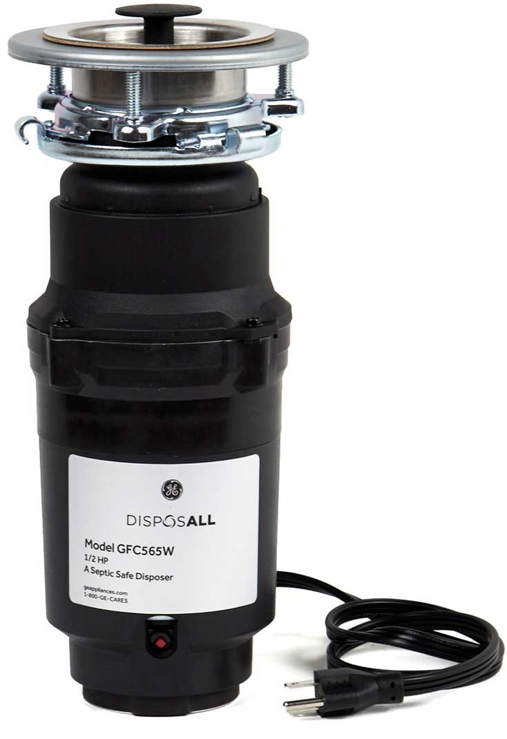GE DISPOSALL 1/3 HP Continuous Feed Garbage Disposer - Corded in Black