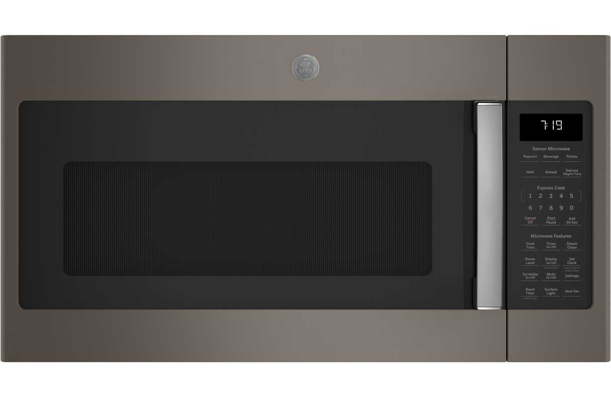 GE Over-The-Range Sensor Microwave Oven 1.9 Cu. Ft. in Slate with Black Accents