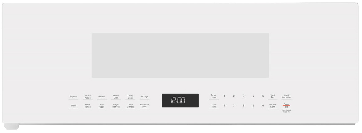Ge Appliances UVM9125DYWW 1.2 Cu. Ft. Over-The-Range Low Profile Sensor Microwave Oven with 1000 Watts, 10 Adjustable Levels, Sensor Cooking, Unisex