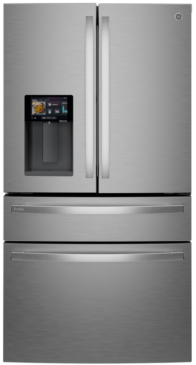 GE Profile 22.4 Cu. Ft. 4-Door French-Door Refrigerator Counter-Depth with Kitchen Assistant 36-Inch Wide in Fingerprint Resistant Stainless Steel