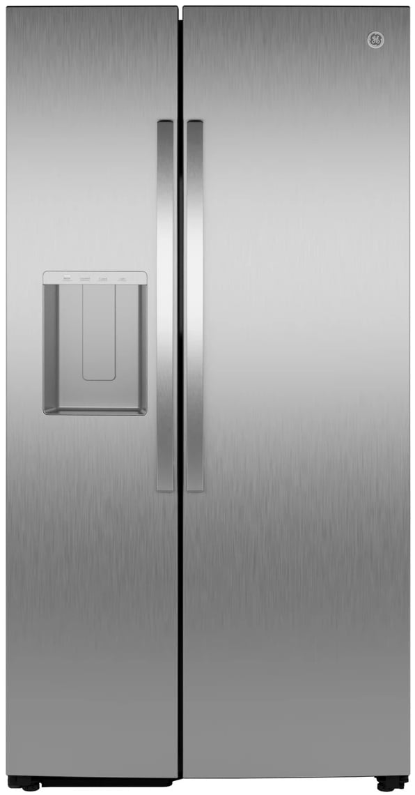 GE 23.5 Cu. Ft. Counter Depth Side-by-Side Refrigerator With Extra Tall Dispenser 36-Inch Wide in Fingerprint Resistant Stainless